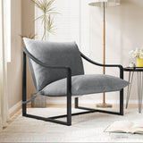 Garvee Mid-Century Modern Sling Accent Chair, Comfy Fabric Living Room Chairs with Heavy Duty Metal Frame, Lounge Reading Armchair for Living Room Bedroom, Easy Assembly, Gray - Gray
