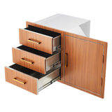 Garvee 38.2"W x 20.5"H x 22.6"D Stainless Steel Outdoor Kitchen Door Drawer Combo Triple Drawers Access Door Propane Storage Brushed Stainless Steel - Gold