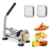 Garvee Horizontal Commercial Vegetable Fruit Chopper with 3/8" & 1/2" Stainless Steel Blades, Heavy Duty French Fry Cutter Manual Dicer Slicer for Potato, Tomato, Pepper and Mushroom - Silver