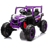 Garvee Ride - P Series: 24V 2-Seater Ride-On UTV: 4WD, Remote Control, Metal Frame, EVA Wheels, LED Lights, Spring Suspension, for Ages 3+ - Purple - Purple