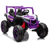 Garvee 2 Seater Ride on Car for Kids, 24V Powered Electric Off-Road UTV Ride Toy, 4WD Electric Vehicle with Remote Control, LED Lights, Bluetooth, 3 Speeds, Horn, 2 Spring Suspension - Purple