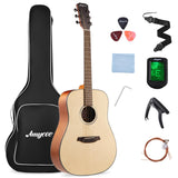 Garvee Acoustic Guitar,41"Acoustic Guitar Kit Full Size Dreadnought Acustica Guitarra Bundle for Beginner Adult Teen with Gig Bag, Tuner, Strap, Strings, Picks, Capos,Right Hand,Natural - Natural