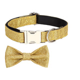 Garvee Bling Dog Bow Tie Collar Cute Nylon Dog Collar with Bow Tie Safety Metal Buckle for Daily Walking Holiday Party Champagne XS Size: 1.5x30cm - champagne