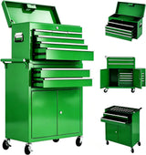Garvee 8-Drawer Rolling Tool Chest 2-in-1 High Capacity Tool Storage with Locking System and Wheels for Garage Workshop, 24.37"W x 12.99"D x 40.38"H, Green - Green