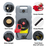 Garvee Upgraded 16 Gallon Gas Tank, Heavy-Duty Fuel Can with Manual Transfer Pump, 10FT Hose, and Casters, Leak-Proof Portable Gas Container for Lawn Mowers, Tractors, Boats, and Snow Blowers, Grey