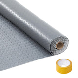 Garvee 7.5x25 FT Garage Floor Mat Thickened Non-Slip PVC Diamond Plate Floor Protector for SUVs Trucks Sports Cars Indoor Use Gray - Gray + Adhesive
