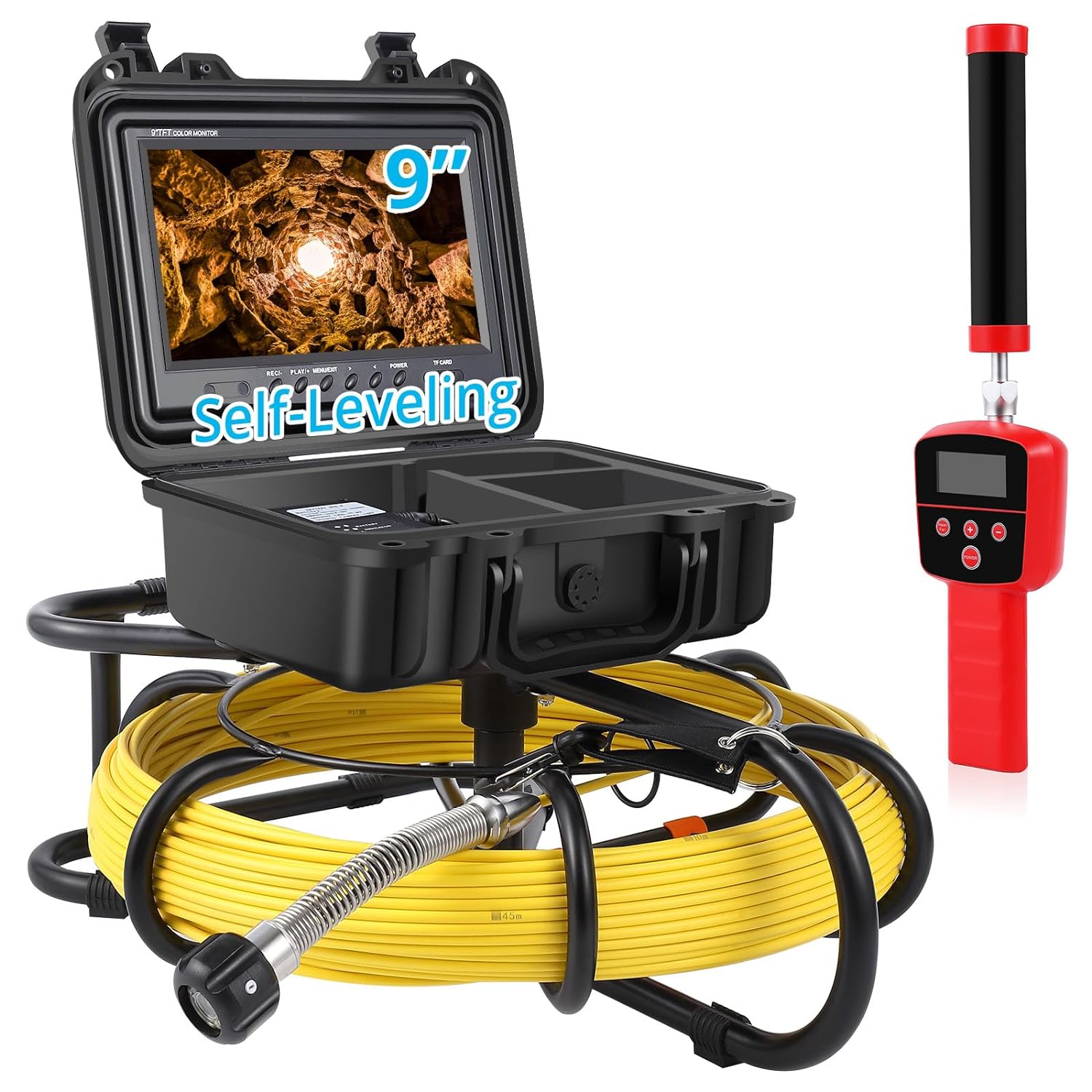 GARVEE 300ft snake camera with 9-inch HD screen and 512Hz locator for plumbing inspections