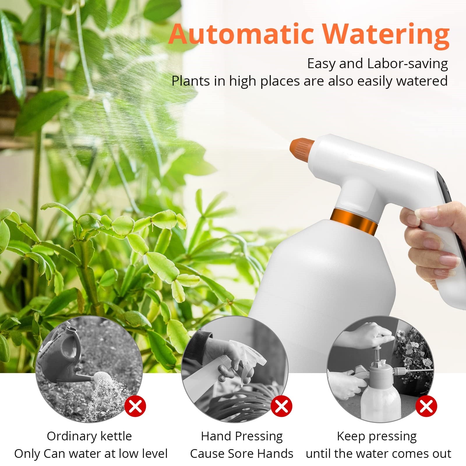 Garvee Electric Plant Spray Bottle - Handheld Cordless Watering Can for Easy Indoor & Outdoor Plant Care