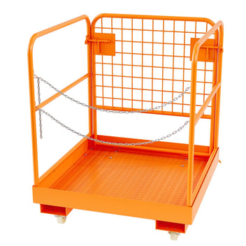 Garvee Forklift Safety Cage with Caster,36x36 Inches Heavy Duty Forklift Cage,Forklift Man Basket with Chian and Safety Lock up to Load 1200LBS for 1-3 People