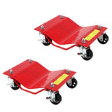 Garvee Car Dolly Set of 2 Heavy Duty Vehicle Dolly with 3 in Steel Wheels for Moving Car, 4000 LBS Capacity, Black - Red
