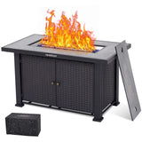 Garvee 44″ Propane Fire Pit Table 50,000 BTU Outdoor Rectangle Table with CSA Certification, Durable Steel, Industrial Design for Patios & Backyards, Black - 