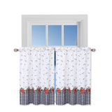 Garvee Set of 2 Xmas Curtains for Kitchen Black and White Plaid with Flower Printed Decorations Kitchen/Cafe and Bath Tiers Washable Set of 2 Small Curtains, 27 x 30 inch, White and Black - White