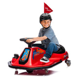 Garvee Ride - P Series: 360 Degrees Rotating Ride On Drift Car,Electric Drifting Go Kart,24V Ride On Race Car,Variable Speed for Kids,Simplified Drift System,Flashing Lights, Flag, Music - Red - Red