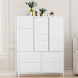 Garvee 15 Drawer Dresser for Bedroom, Tall Storage Organizer with Fabric, Metal Frame, Wood Top, Side Pockets & Hooks, Easy Assembly - White