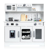 Garvee Wooden Play Kitchen - Kids Kitchen Playset with Cookware Accessories, Microwave, Oven, Sink, Real Lights & Sounds - Perfect for Chef Pretend Play, White