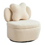 Garvee 360° Swivel Armchair with Storage, Teddy Velvet Accent Chair with Pillow, Ergonomic Design, 300 Lbs Capacity, Easy Assembly, Modern Lounge Chair for Living Room, Bedroom & Office, Camel - Camel