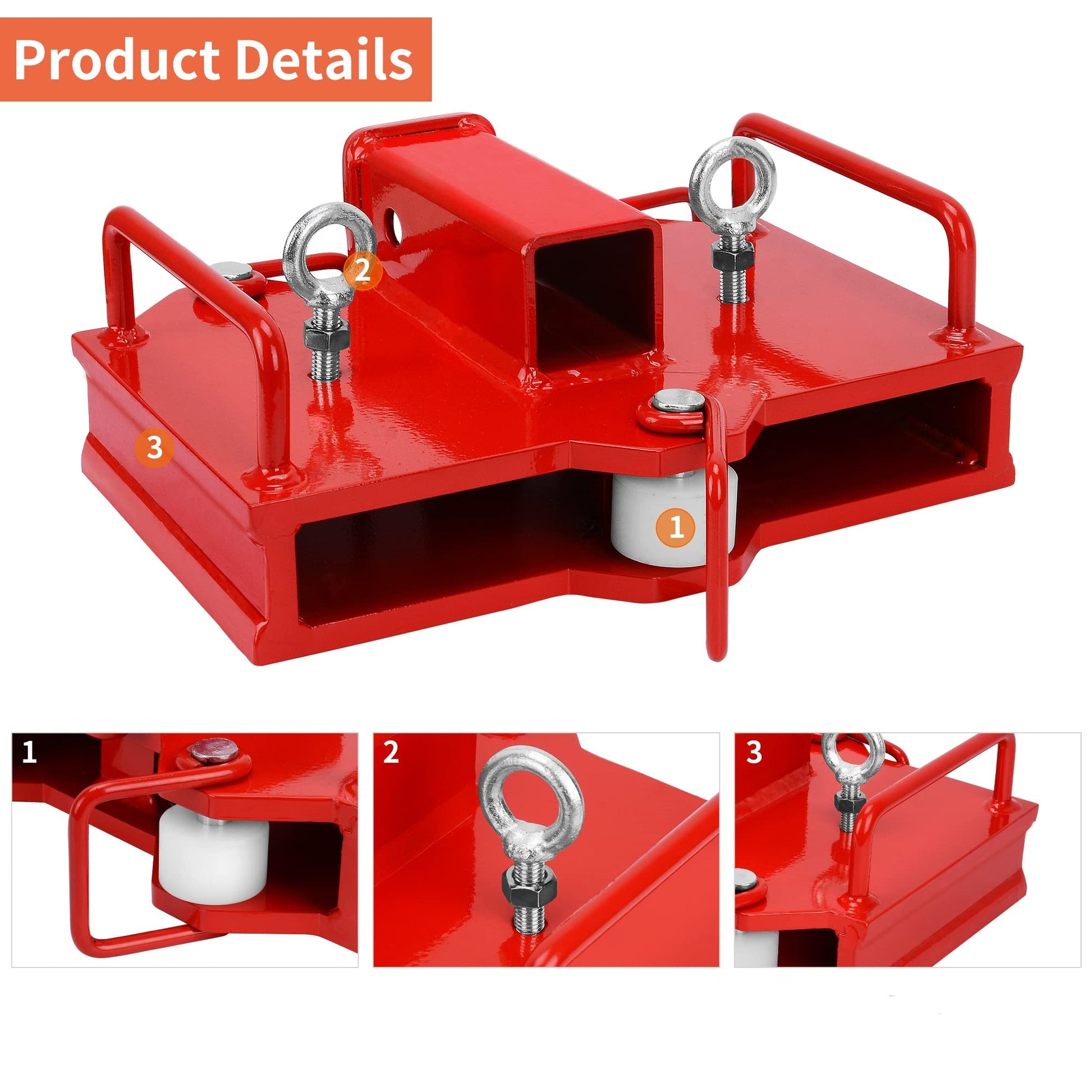 Garvee 2-Inch Forklift Trailer Hitch Receiver, 7000 lbs Capacity, Dual-Pallet Forks Compatible, Red