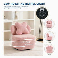Garvee 360° Swivel Armchair with Storage, Teddy Velvet Accent Chair with Pillow, Ergonomic Design, 300 Lbs Capacity, Easy Assembly, Modern Lounge Chair for Living Room, Bedroom & Office, Pink