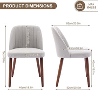 Garvee Set of 8 Mid-Century Modern Fabric Upholstered Dining Chairs with Padded and Solid Wood Legs, Grey