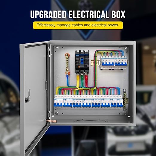 Garvee Junction Box, Steel Electrical Box 20x20x6", NEMA 4X Electrical Enclosure Box IP66 Waterproof & Dustproof, Universal Electrical Project Box with Lock & Mounting Plate