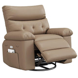Garvee Oversized Manual Recliner, Breathable Leather Pushback Recliner Chair, Single Lazy Sofa Chair with Two Cup Holders and Side Pocket, Living Room Recliner, Tan - Tan