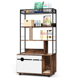 Garvee Hidden Litter Box Enclosure with Storage Rack & Cat Scratching Post Wood & Metal 2-in-1 Pets Furniture with Shelf Corridor Cushioned Mat