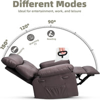 Garvee Oversized Wide Massage Recliner Chair, PU Leather Large Manual Recliner for Adults, Ultimate Comfort Lazy Boy with 1.5X Sponge Filling and Easy Recline Mechanism for Relaxation, Coffee