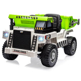 Garvee Ride - P Series: 4WD Ride On Car with Dump Truck, Electric Car for Kids with Remote Control, Toddler Car with Electric Dump Bed & Shovel, 2 Speeds, - White-Green