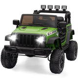 Garvee Ride - P Series: 12V Kids Electric Vehicles with Remote Control, 2 Speeds, Spring Suspension, LED Headlight, Bluetooth, Music, Battery Powered Car for Kids - Green - Green