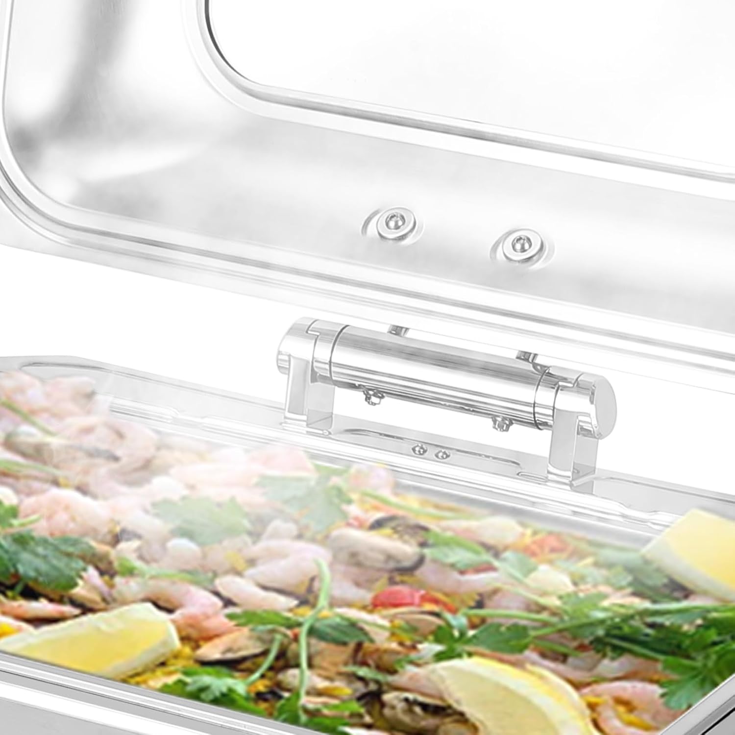 Garvee 9 Quart Roll Top Chafing Dish Buffet Set, Full Pan Chafer, Rectangle Hydraulic Pressure Stainless Steel Set, for Wedding, Parties, Banquet, Catering Event, 1 Pack