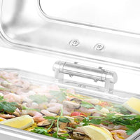 Garvee 9 Quart Roll Top Chafing Dish Buffet Set, Full Pan Chafer, Rectangle Hydraulic Pressure Stainless Steel Set, for Wedding, Parties, Banquet, Catering Event, 1 Pack