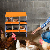 Garvee Chicken Nesting Box 6-Hole Roll Away Egg Laying Box with Lid, Heavy-Duty Galvanized Steel, Orange, Easy Egg Collection & Cleaning - Orange