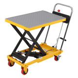 Garvee Hydraulic Lift Table Cart 500lbs, Lift Table Capacity 28.4" Lifting Height, Manual Single Scissor with Pressure Relief Bar, 4 Wheels Non-Slip Pad Thickness 3mm for Material Handling