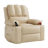 Garvee 22" Widen Recliner Chair, 360° Manual Rocker Swivel Recliner for Adults, Lounge Chair with Side Pockets and Cup Holders, for Living Room, Bedroom, and Nursery, Creamy - Beige