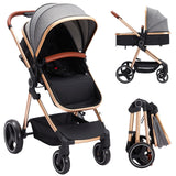 Garvee Baby Stroller for Toddler.Foldable Aluminum Alloy Pushchair with Adjustable Backrest.Bassinet Stroller Adjustable Direction & High Landscape Infant Stroller Gray - Grey