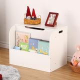 Garvee Kids Wooden Toy Box with Front Bookshelf and Safety Hinges - Storage Organizer for Boys and Girls Home Playroom