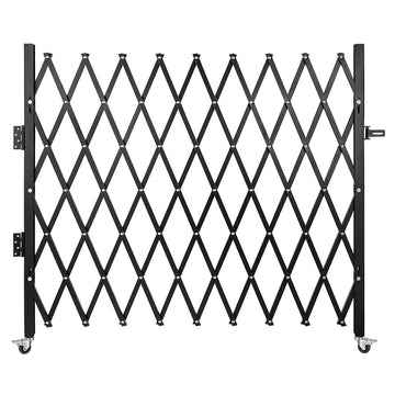 Garvee Single Folding Security Gate Heavy-Duty Steel Lockable Scissor Gate Outdoor Use 87"H x 85"W Black