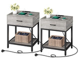 Garvee Nightstand with Charging Station + USB Ports & Outlets + Storage Shelf + High Quality Material + Easy to Assemble + Suitable for Bedroom & Living Room - Grey