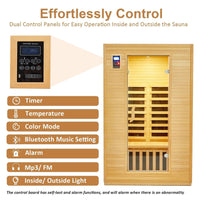 Garvee 2-Person Infrared Sauna, Indoor Sauna for Home 6 Heating Plate Physical Therapy Wooden Dry Steam Sauna, Low EMF, MP3 Auxiliary Connection, Dual Controls Inside and Outside Fits
