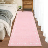 Garvee Bow Washable Rugs 2x6 Hallway Runner Rug Non Slip Kitchen Rugs Soft Non Shedding Modern Low Pile Entryway Rug Stain Resistant Carpet Pink - Pink