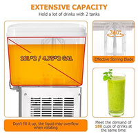 GARVEE 36L (9.6 Gallon) Commercial Juice Dispenser, 2 Tanks 280W, Stainless Steel Beverage Dispenser for Multi-Occasion Use
