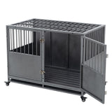 Garvee 48 Inch Heavy-Duty Dog Crate with Double Door Wheels Carbon Steel for Small Medium Large Dogs Silver One Size