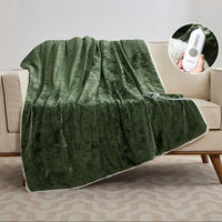 Garvee Electric Blanket Throw, Velvet Heated Throw Blanket, Luxury Soft Electric Heating Blankets, 4 Heat Levels & 4H Auto Off, ETL Certified, Machine Washable, 50" ×60" Green
