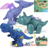 Garvee Magnetic Dinosaur Toys for Kids 3-5, Take Apart Dinosaur Toys with Light, Roar Sound, Play Mat & Painting Kit, Kids Trex Dinosaur Toys Christmas Birthday Gifts for Boys Girls 2 3 4 5 Year Old
