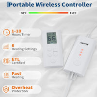 Garvee Heated Comforter Blanket King Size, Ruffle Electric Quilt with Wireless LCD Controller, Fast Heating & Overheat Protection, ETL Certified, Machine Washable, White, 104"x90"