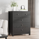 Garvee Black Dresser for Bedroom, Wood Dresser Organizer, 5 Drawer Dresser with Deep Space, Storage Cabinet for Living Room, Entryway, Hallway, Home Office - Black