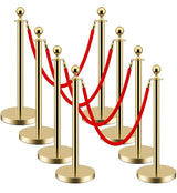 Garvee 8Pack Stanchions With 5FT Black Ropes, Crowd Control Barrier, Black Stanchions Queue Barrier Line Divider, Fillable Plastic Base, Theaters Clubs Hotels Museums Exhibition