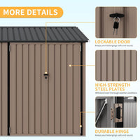 Garvee 6x8 ft Metal Storage Shed Heavy-Duty Galvanized Steel Lockable Door Sloped Roof Windows Backyard Garden Patio