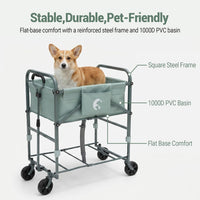 Garvee Portable Dog Bath Tub for Small & Medium Dogs, Folding Elevated Pet Grooming Station with Wheels, 4-Level Adjustable Height, Dog Wash Station for Home, 1000D PVC, Fits Up to 33 lbs, Light Gray