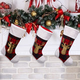 Garvee 3 Pack Christmas Stockings, 20 Inch Santa Stocking with Gold Moose for Christmas Decoration, Fireplace Hanging Stockings Hanging Decoration for Home Family Party Tree, Gifts (Red & Black) - Red & Black